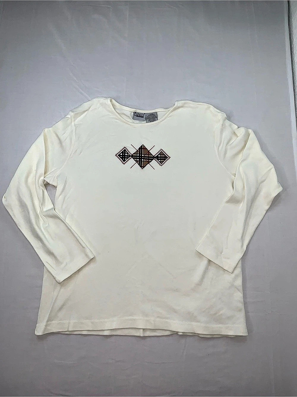 Capacity knits Long Sleeve Graphic Tee in Cream Size XL